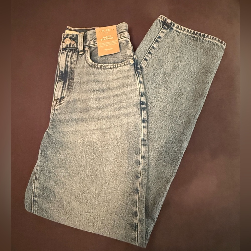 Madewell High Waist Baggy Straight Jeans in Olvera Wash, Size 25